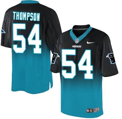 Nike Panthers #54 Shaq Thompson Black/Blue Men's Stitched NFL Elite Fadeaway Fashion Jersey